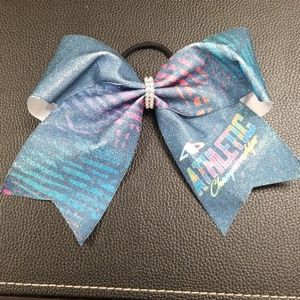 Athletic Championships blue glitter big cheer bow